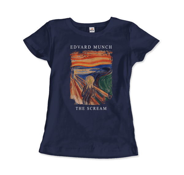 Edvard Munch - The Scream 1893 Artwork T-Shirt - Women / Navy / S - T-Shirt