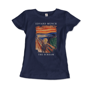 Edvard Munch - The Scream 1893 Artwork T-Shirt - Women / Navy / S - T-Shirt