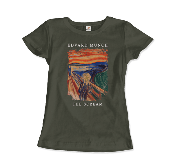 Edvard Munch - The Scream 1893 Artwork T-Shirt - Women / Military Green / S - T-Shirt