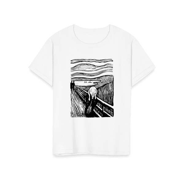 Edvard Munch - The Scream - Sketch Artwork T-Shirt - Youth / White / S - T-Shirt
