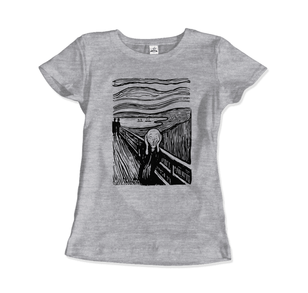 Edvard Munch - The Scream - Sketch Artwork T-Shirt - Women / Heather Grey / S - T-Shirt