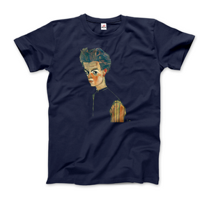 Egon Schiele Self-Portrait Art T-Shirt - Men / Navy / Small - T-Shirt