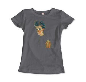 Egon Schiele Self-Portrait Art T-Shirt - Women / Charcoal / Small - T-Shirt