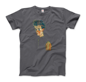Egon Schiele Self-Portrait Art T-Shirt - Men / Charcoal / Small - T-Shirt