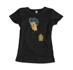 Egon Schiele Self-Portrait Art T-Shirt - Women / Black / Small - T-Shirt