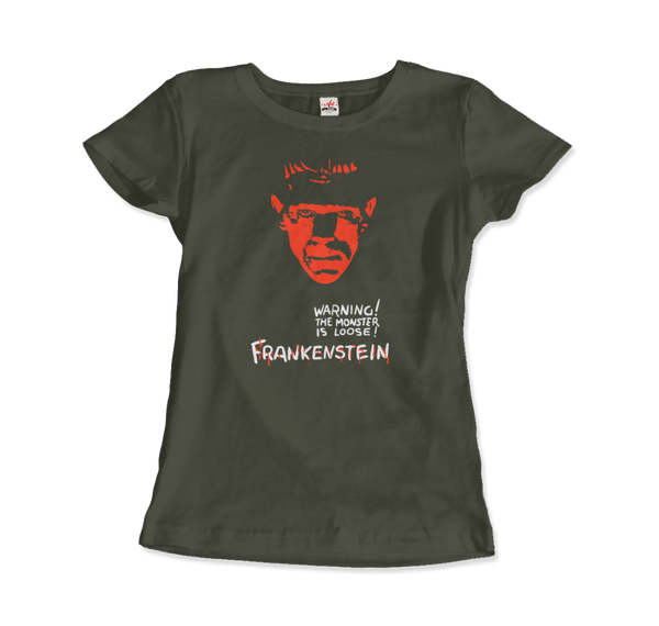 Frankenstein - 30s Sci - Fi Horror Movie T - Shirt Women / Military Green S
