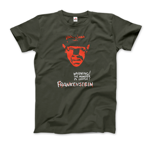 Frankenstein - 30s Sci - Fi Horror Movie T - Shirt Men / Military Green S