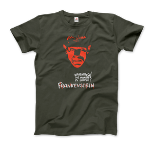 Frankenstein - 30s Sci - Fi Horror Movie T - Shirt Men / Military Green S