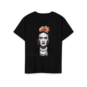Frida Kahlo With Flowers Poster Artwork T-Shirt - Youth / Black / S - T-Shirt