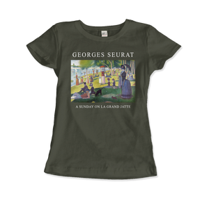 Georges Seurat - Sunday on La Grand Jatte Art T-Shirt - Women (Fitted) / Military Green / S - T-Shirt