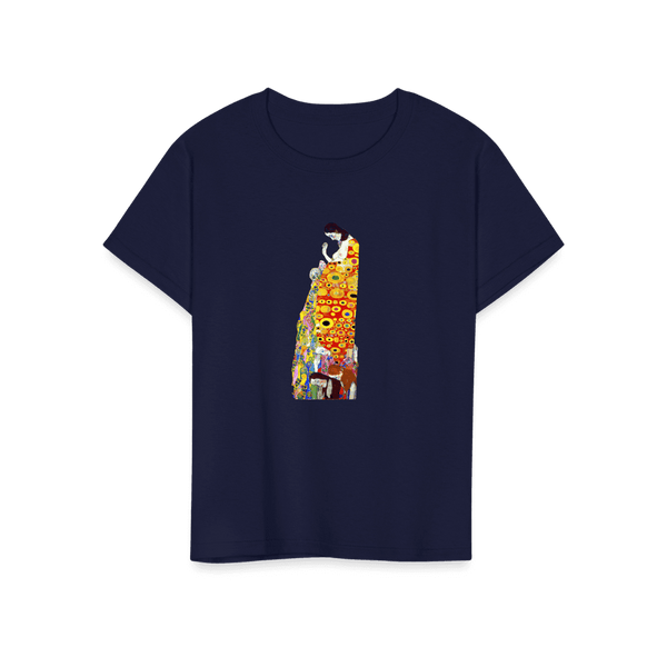 Gustav Klimt Hope II 1908 Artwork T-Shirt - Youth / Navy / S - T-Shirt