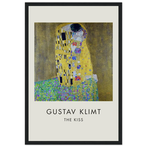 Gustav Klimt The Kiss 1908 Artwork Poster - Matte / 12 x 18″ (30 x 45cm) / Black - Poster