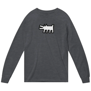 Haring’s - The Barking Dog Icon 1990 Street Art Long Sleeve Shirt - Dark Heather / Small - Long Sleeve Shirt