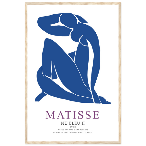 Henri Matisse Nu Bleu II (Blue Nude II) 1952 Artwork Poster - Matte / 24 x 36″ (60 x 90cm) / Wood - Poster