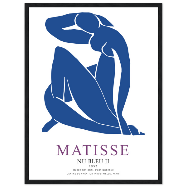 Henri Matisse Nu Bleu II (Blue Nude II) 1952 Artwork Poster - Matte / 18 x 24″ (45 x 60cm) / Black - Poster
