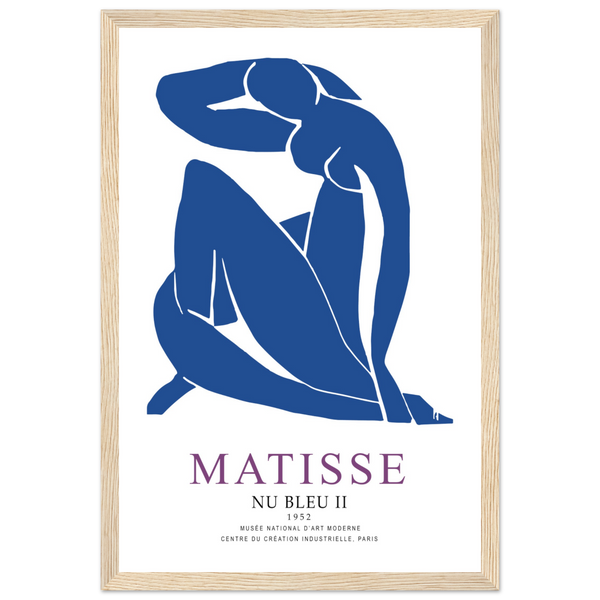 Henri Matisse Nu Bleu II (Blue Nude II) 1952 Artwork Poster - Matte / 12 x 18″ (30 x 45cm) / Wood - Poster