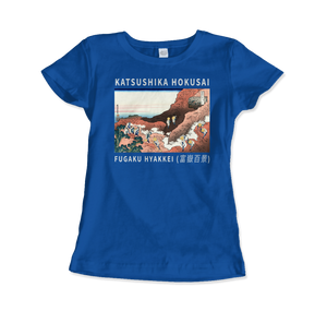 Hokusai - Climbing on Mt. Fuji Artwork T-Shirt - Women (Fitted) / Royal Blue / S - T-Shirt