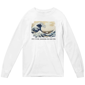 Hokusai - The Great Wave off Kanagawa Artwork Long Sleeve Shirt - White / Small - Long Sleeve Shirt
