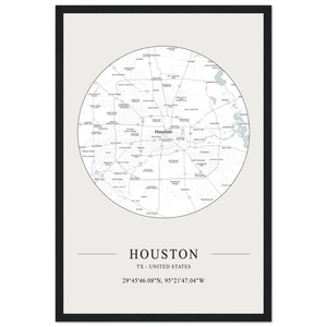 Houston Texas United States - Minimalist Map Poster - Matte / 12 x 18″ (30 x 45cm) / Black - Poster