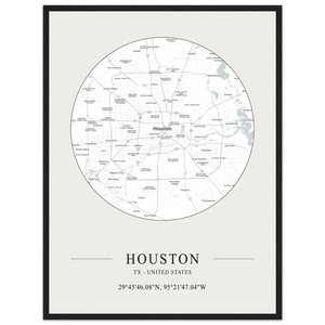 Houston Texas United States - Minimalist Map Poster - Matte / 18 x 24″ (45 x 60cm) / Black - Poster