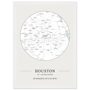 Houston Texas United States - Minimalist Map Poster - Matte / 8 x 12″ (21 x 29.7cm) / White - Poster