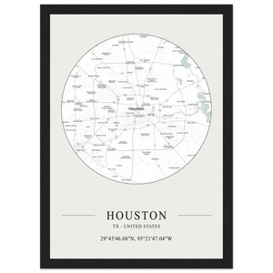 Houston Texas United States - Minimalist Map Poster - Matte / 8 x 12″ (21 x 29.7cm) / Black - Poster