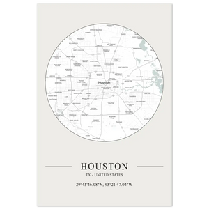Houston Texas United States - Minimalist Map Poster - Matte / 8 x 12″ (21 x 29.7cm) / None - Poster