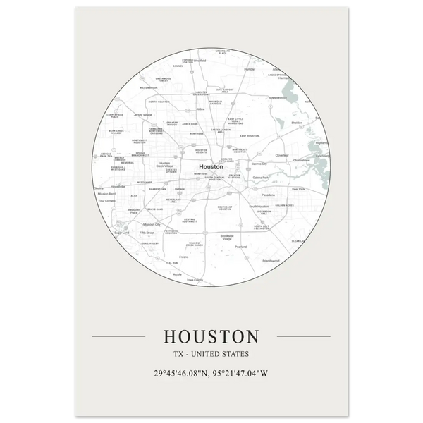 Houston Texas United States - Minimalist Map Poster - Matte / 8 x 12″ (21 x 29.7cm) / None - Poster