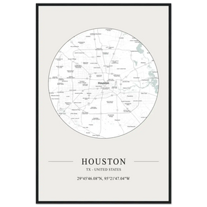 Houston Texas United States - Minimalist Map Poster - Matte / 24 x 36″ (60 x 90cm) / Black - Poster