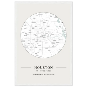 Houston Texas United States - Minimalist Map Poster - Matte / 12 x 18″ (30 x 45cm) / White - Poster