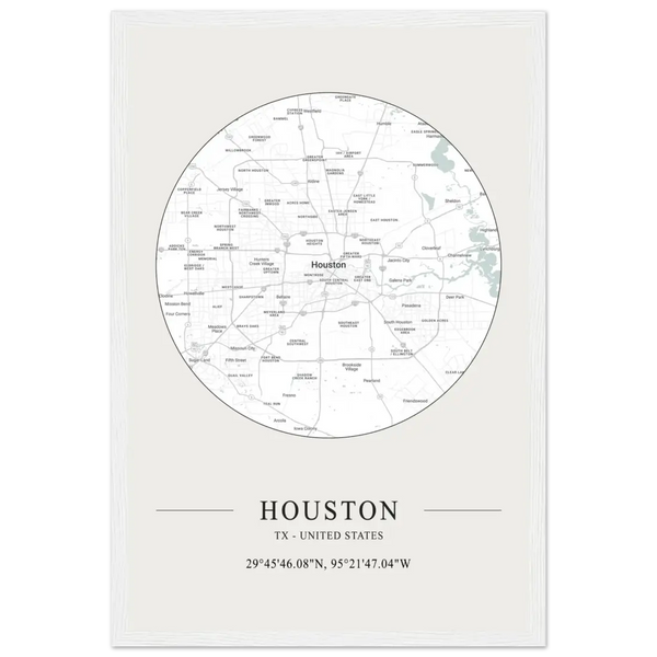 Houston Texas United States - Minimalist Map Poster - Matte / 12 x 18″ (30 x 45cm) / White - Poster