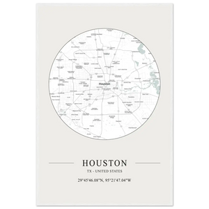 Houston Texas United States - Minimalist Map Poster - Matte / 24 x 36″ (60 x 90cm) / White - Poster