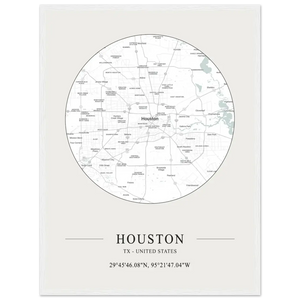 Houston Texas United States - Minimalist Map Poster - Matte / 18 x 24″ (45 x 60cm) / White - Poster