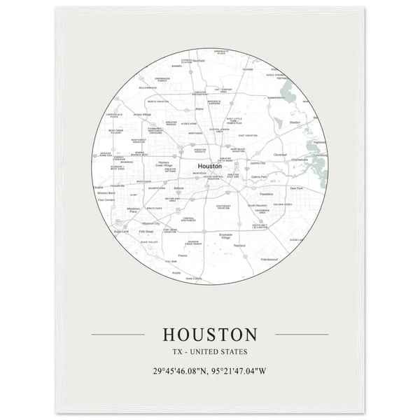 Houston Texas United States - Minimalist Map Poster - Matte / 18 x 24″ (45 x 60cm) / White - Poster