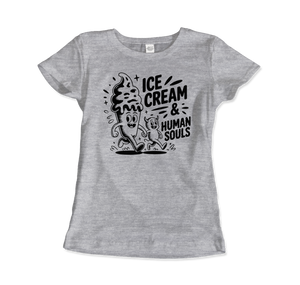 Ice Cream & Human Souls – Vintage Cartoon Horror T-Shirt - Women (Fitted) / Heather Grey / S - T-Shirt