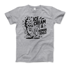 Ice Cream & Human Souls – Vintage Cartoon Horror T-Shirt - Men (Unisex) / Heather Grey / S - T-Shirt