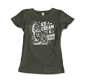 Ice Cream & Human Souls – Vintage Cartoon Horror T-Shirt - Women (Fitted) / City Green / S - T-Shirt