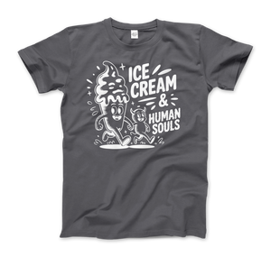 Ice Cream & Human Souls – Vintage Cartoon Horror T-Shirt - Men (Unisex) / Charcoal / S - T-Shirt