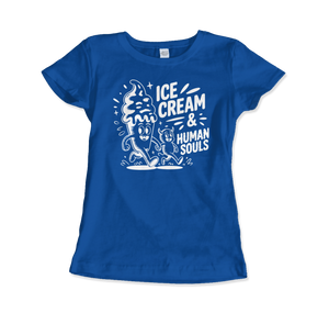 Ice Cream & Human Souls – Vintage Cartoon Horror T-Shirt - Women (Fitted) / Royal Blue / S - T-Shirt