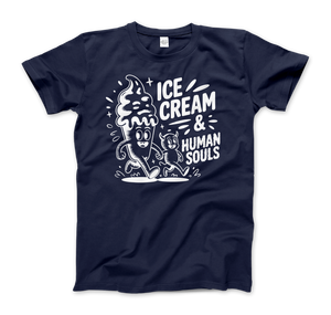 Ice Cream & Human Souls – Vintage Cartoon Horror T-Shirt - Men (Unisex) / Navy / S - T-Shirt