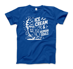 Ice Cream & Human Souls – Vintage Cartoon Horror T-Shirt - Men (Unisex) / Royal Blue / S - T-Shirt