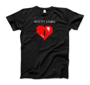 Insert Coins 8-BIT Heart T-Shirt - Men (Unisex) / Black / S - T-Shirt