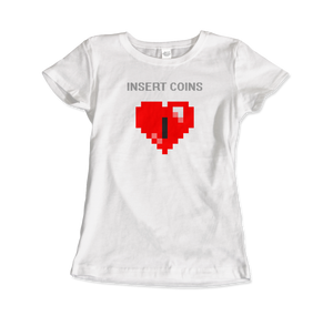 Insert Coins 8-BIT Heart T-Shirt - Women (Fitted) / White / S - T-Shirt