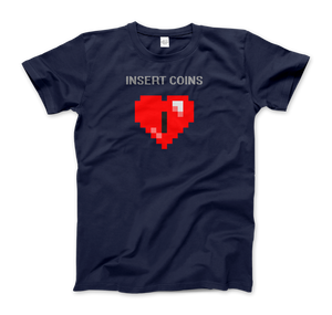 Insert Coins 8-BIT Heart T-Shirt - Men (Unisex) / Navy / S - T-Shirt