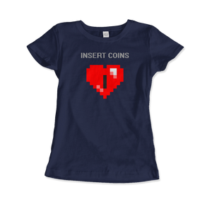 Insert Coins 8-BIT Heart T-Shirt - Women (Fitted) / Navy / S - T-Shirt