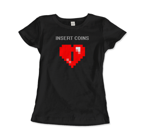 Insert Coins 8-BIT Heart T-Shirt - Women (Fitted) / Black / S - T-Shirt