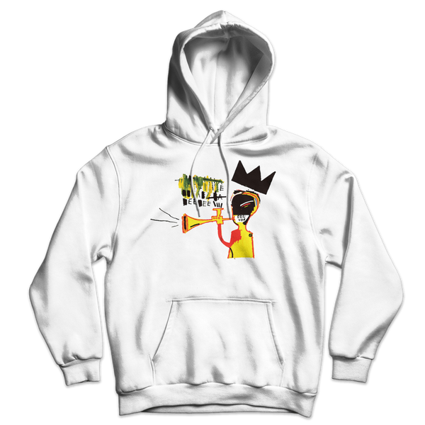 Jean-Michel Basquiat Trumpet 1984 Artwork Unisex Hoodie - White / S - Hoodie