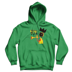 Jean-Michel Basquiat Trumpet 1984 Artwork Unisex Hoodie - Irish Green / S - Hoodie