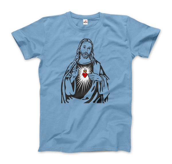 Jesus Christ Minimalist Design with Sacred Heart T-Shirt - Men (Unisex) / Light Blue / S - T-Shirt