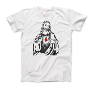 Jesus Christ Minimalist Design with Sacred Heart T-Shirt - Men (Unisex) / White / S - T-Shirt